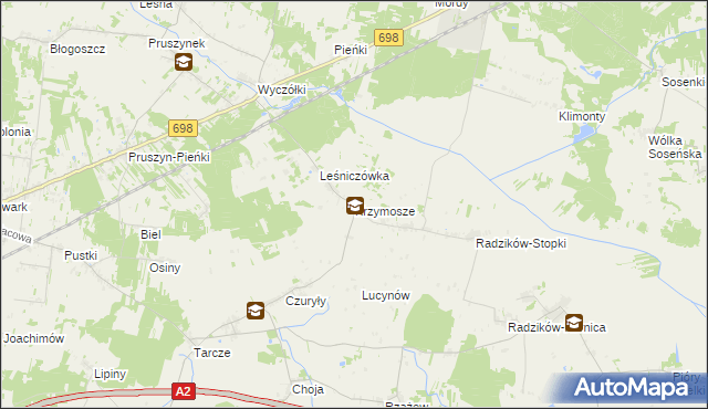 mapa Krzymosze, Krzymosze na mapie Targeo