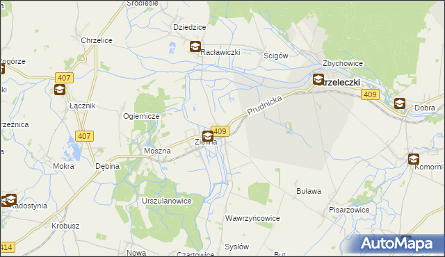 mapa Kujawy gmina Strzeleczki, Kujawy gmina Strzeleczki na mapie Targeo