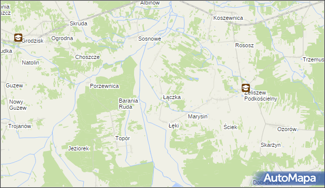 mapa Łączka gmina Kotuń, Łączka gmina Kotuń na mapie Targeo