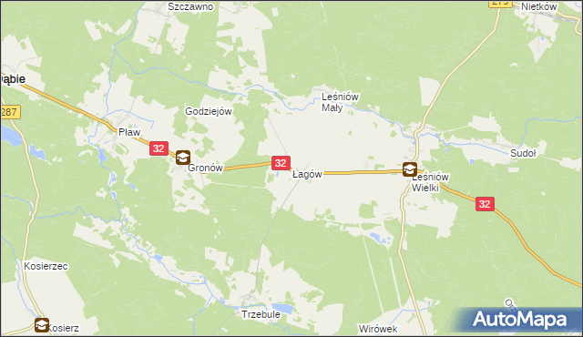mapa Łagów gmina Dąbie, Łagów gmina Dąbie na mapie Targeo