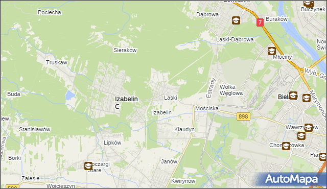 mapa Laski gmina Izabelin, Laski gmina Izabelin na mapie Targeo