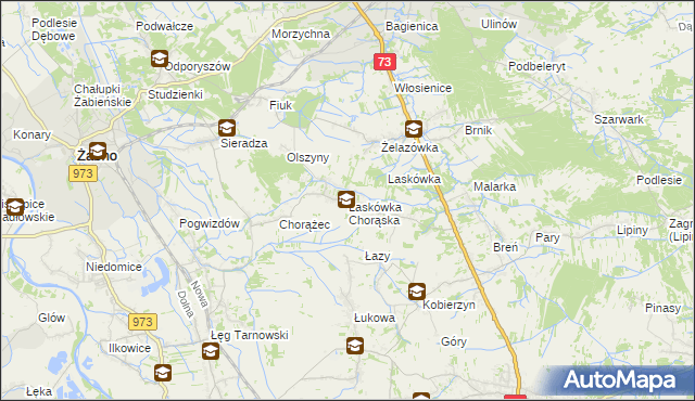 mapa Laskówka Chorąska, Laskówka Chorąska na mapie Targeo
