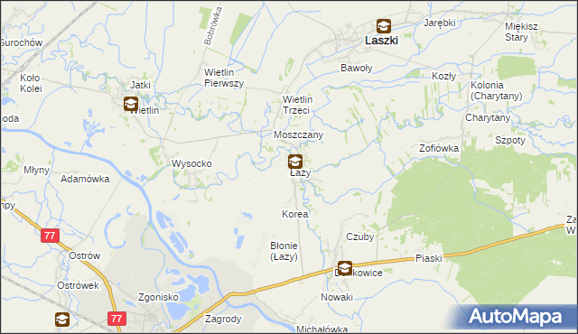 mapa Łazy gmina Radymno, Łazy gmina Radymno na mapie Targeo