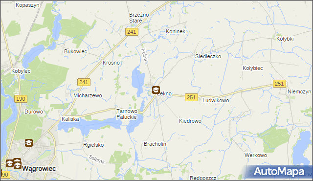 mapa Łekno gmina Wągrowiec, Łekno gmina Wągrowiec na mapie Targeo