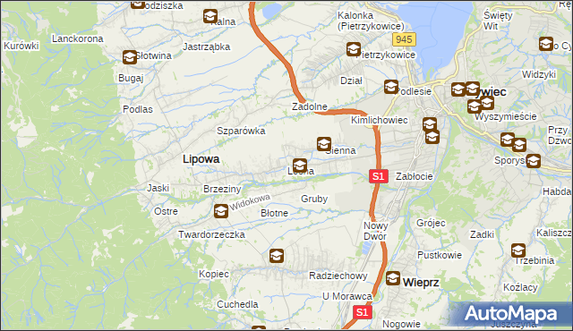 mapa Leśna gmina Lipowa, Leśna gmina Lipowa na mapie Targeo