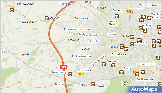 mapa Lipniak gmina Konopnica, Lipniak gmina Konopnica na mapie Targeo