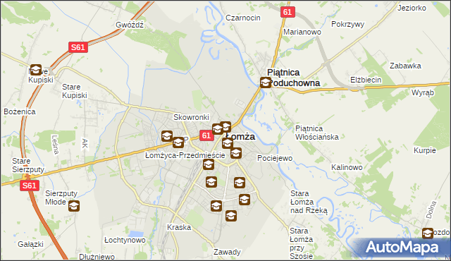 mapa Łomży, Łomża na mapie Targeo