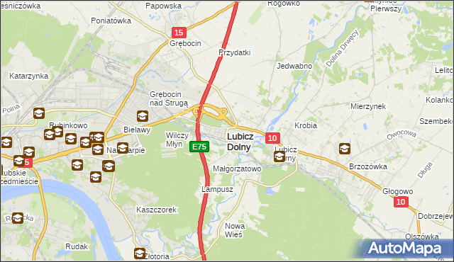 mapa Lubicz Dolny, Lubicz Dolny na mapie Targeo