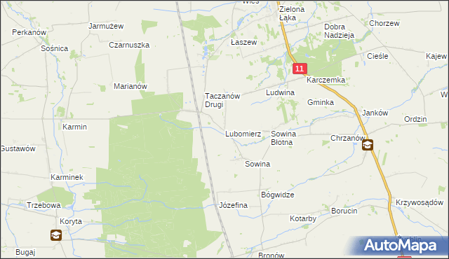 mapa Lubomierz gmina Pleszew, Lubomierz gmina Pleszew na mapie Targeo