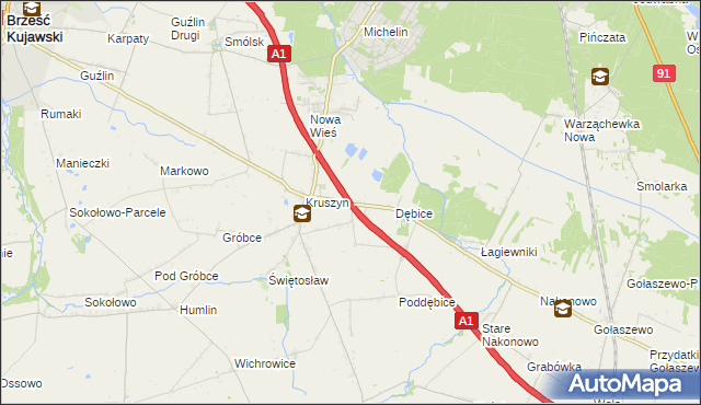mapa Ludwinowo gmina Włocławek, Ludwinowo gmina Włocławek na mapie Targeo