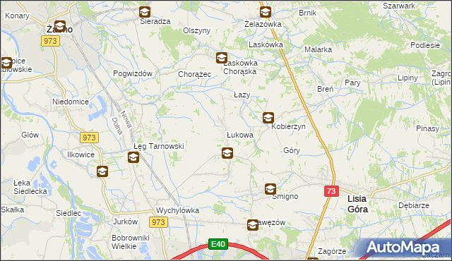 mapa Łukowa gmina Lisia Góra, Łukowa gmina Lisia Góra na mapie Targeo