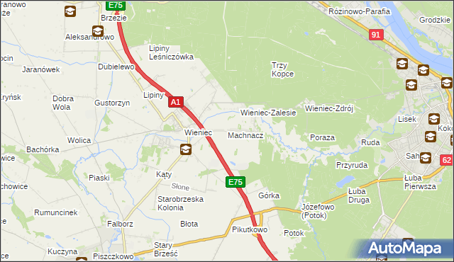 mapa Machnacz gmina Brześć Kujawski, Machnacz gmina Brześć Kujawski na mapie Targeo