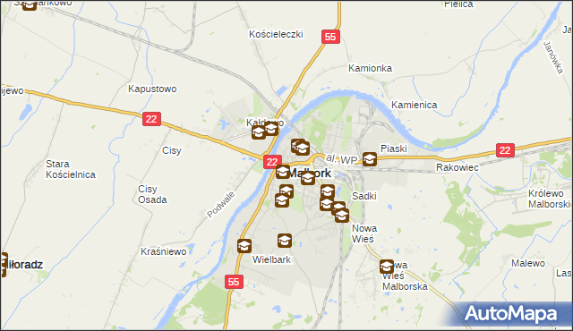 mapa Malborka, Malbork na mapie Targeo