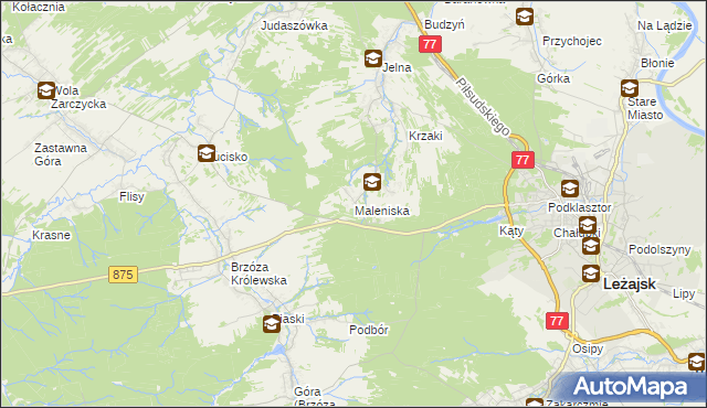 mapa Maleniska gmina Leżajsk, Maleniska gmina Leżajsk na mapie Targeo