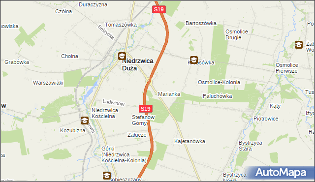 mapa Marianka gmina Niedrzwica Duża, Marianka gmina Niedrzwica Duża na mapie Targeo