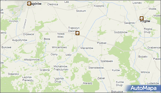 mapa Mariantów gmina Zagórów, Mariantów gmina Zagórów na mapie Targeo