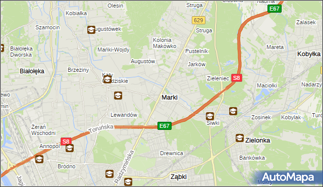 mapa Marki powiat wołomiński, Marki powiat wołomiński na mapie Targeo