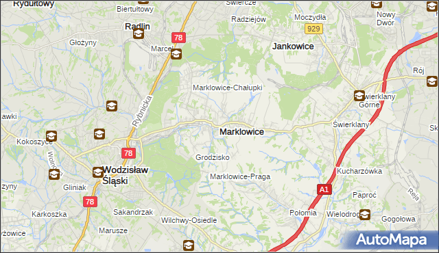 mapa Marklowice, Marklowice na mapie Targeo