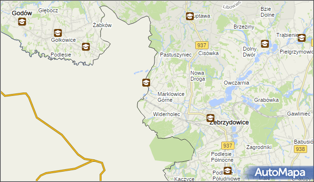 mapa Marklowice Górne, Marklowice Górne na mapie Targeo