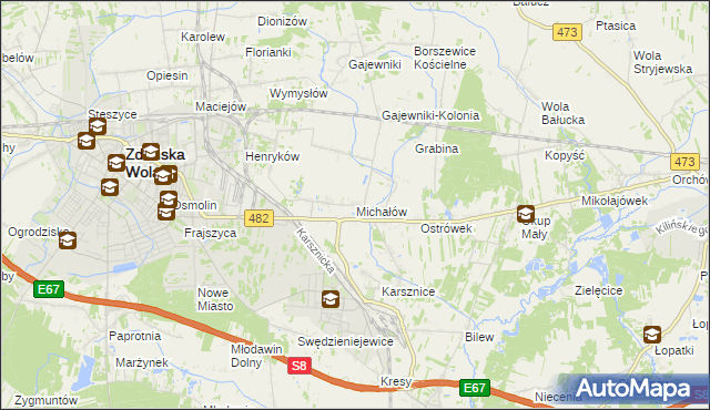 mapa Michałów gmina Zduńska Wola, Michałów gmina Zduńska Wola na mapie Targeo