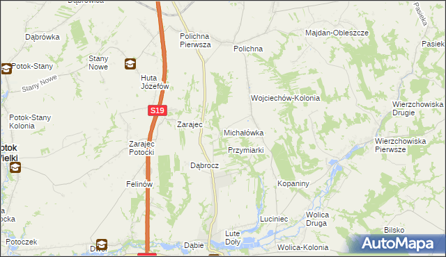 mapa Michałówka gmina Modliborzyce, Michałówka gmina Modliborzyce na mapie Targeo
