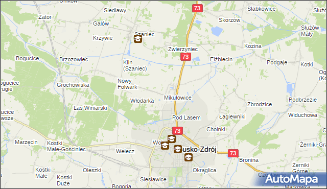 mapa Mikułowice gmina Busko-Zdrój, Mikułowice gmina Busko-Zdrój na mapie Targeo