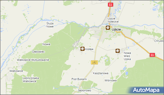 mapa Mirosław gmina Ujście, Mirosław gmina Ujście na mapie Targeo