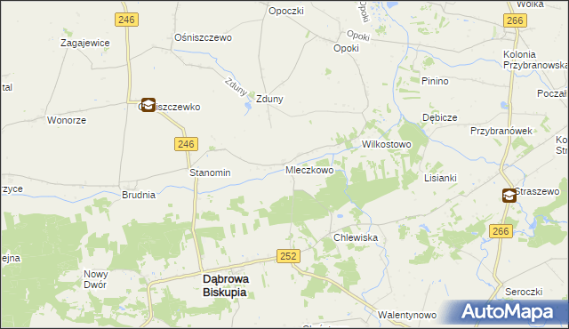 mapa Mleczkowo gmina Dąbrowa Biskupia, Mleczkowo gmina Dąbrowa Biskupia na mapie Targeo