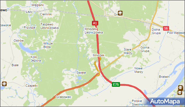 mapa Mniszek gmina Dragacz, Mniszek gmina Dragacz na mapie Targeo