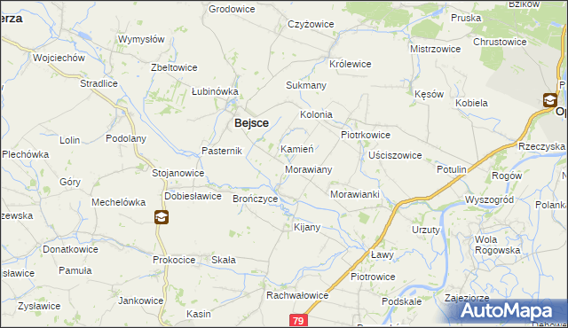 mapa Morawiany, Morawiany na mapie Targeo