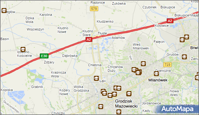 mapa Natolin gmina Grodzisk Mazowiecki, Natolin gmina Grodzisk Mazowiecki na mapie Targeo