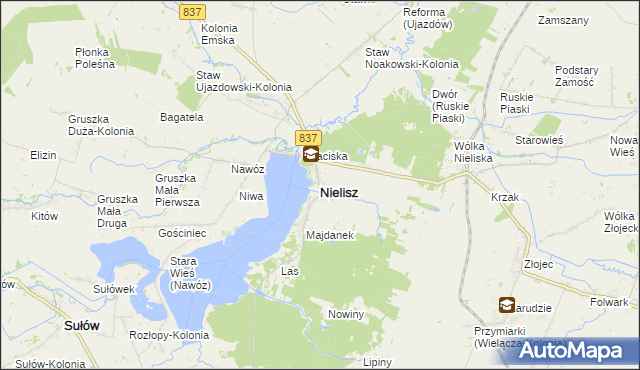 mapa Nielisz, Nielisz na mapie Targeo