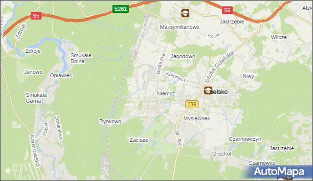 mapa Niemcz, Niemcz na mapie Targeo
