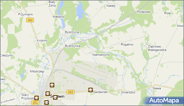 mapa Niemierzyno gmina Świdwin, Niemierzyno gmina Świdwin na mapie Targeo