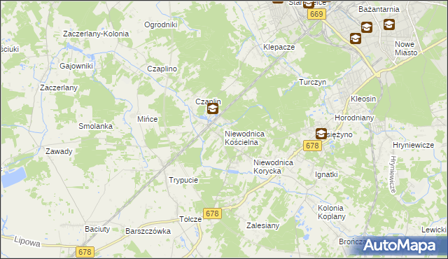 mapa Niewodnica Kościelna, Niewodnica Kościelna na mapie Targeo