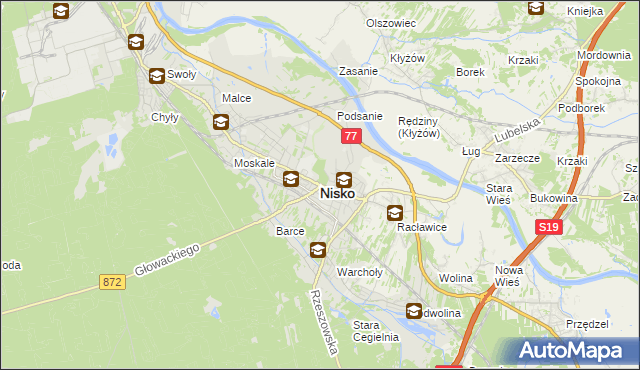 mapa Nisko, Nisko na mapie Targeo