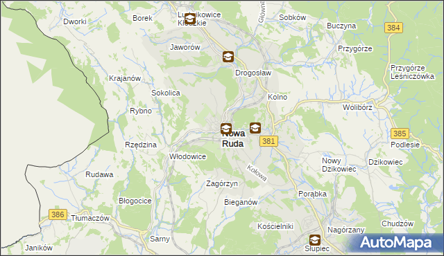 mapa Nowa Ruda powiat kłodzki, Nowa Ruda powiat kłodzki na mapie Targeo