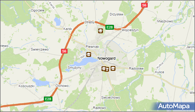 mapa Nowogard, Nowogard na mapie Targeo