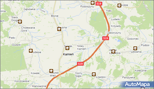mapa Nowy Kamień gmina Kamień, Nowy Kamień gmina Kamień na mapie Targeo