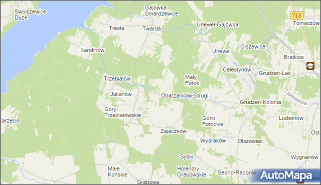 mapa Obarzanków-Strugi, Obarzanków-Strugi na mapie Targeo