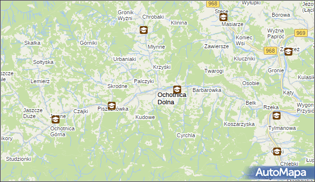 mapa Ochotnica Dolna, Ochotnica Dolna na mapie Targeo