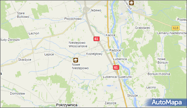 mapa Olbrachcice gmina Pokrzywnica, Olbrachcice gmina Pokrzywnica na mapie Targeo