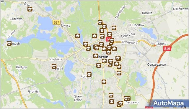 mapa Olsztyna, Olsztyn na mapie Targeo