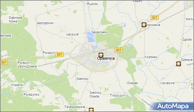mapa Opalenica powiat nowotomyski, Opalenica powiat nowotomyski na mapie Targeo