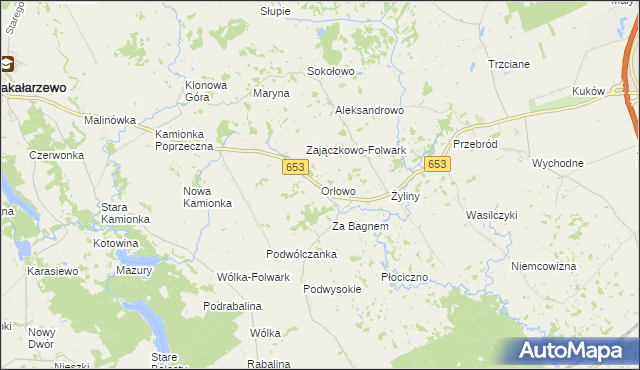 mapa Orłowo gmina Bakałarzewo, Orłowo gmina Bakałarzewo na mapie Targeo