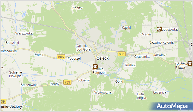 mapa Osieck, Osieck na mapie Targeo