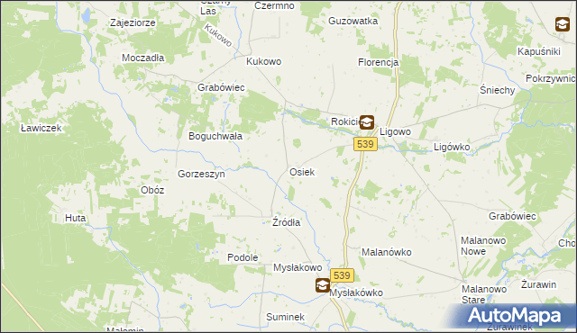 mapa Osiek gmina Mochowo, Osiek gmina Mochowo na mapie Targeo