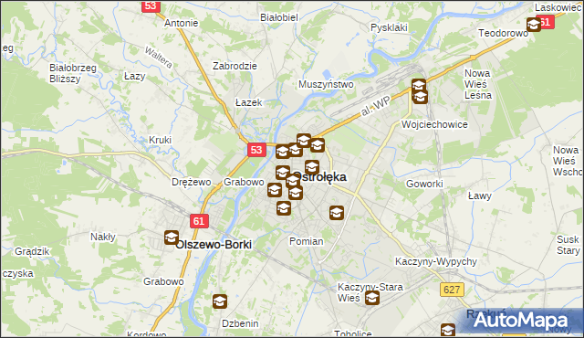 mapa Ostrołęka, Ostrołęka na mapie Targeo