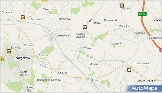 mapa Ożarów gmina Jastków, Ożarów gmina Jastków na mapie Targeo