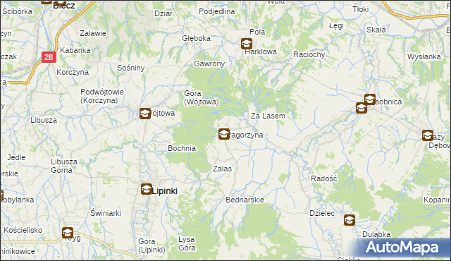mapa Pagorzyna, Pagorzyna na mapie Targeo